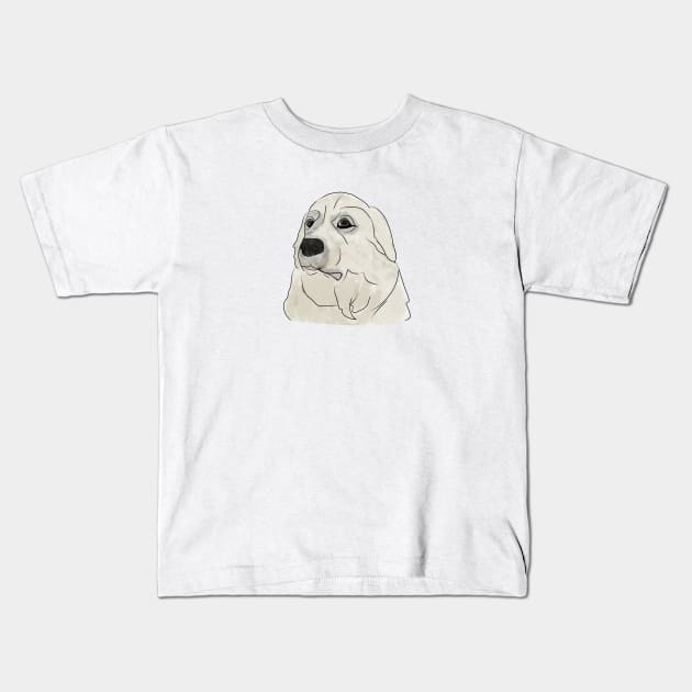 Great Pyrenees Portrait Kids T-Shirt by eeliseart